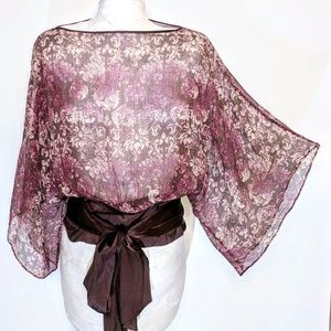 Express sheer purple metallic gold top